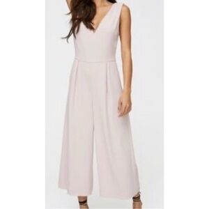 Babaton Pink V-Neck Jumpsuit with Wide-Leg Design